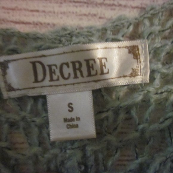 Decree Women's Size Small Sweater Knit Pullover 3/4 Sleeve Open Knit Green Over - Picture 3 of 5